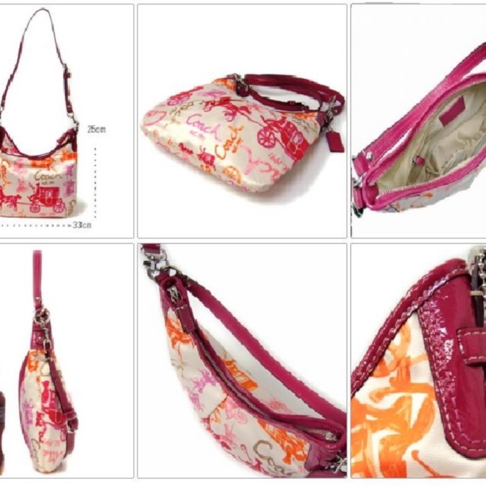 NWT Coach Multicolor Satin Leather Trim Horse and Carriage Crossbody bag - Picture 12 of 14